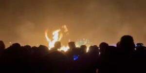 Burning Man 2025 Festival. Burning down the Temple